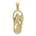 Load image into Gallery viewer, 14K Yellow Gold Enamel Palm Tree Beach Scene Flip-Flop Charm Pendant
