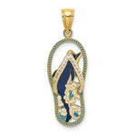 Load image into Gallery viewer, 14K Yellow Gold Enamel Dolphin Flip-Flop Charm Pendant
