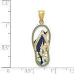 Load image into Gallery viewer, 14K Yellow Gold Enamel Dolphin Flip-Flop Charm Pendant
