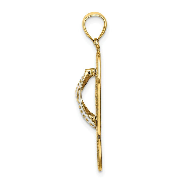 14K Yellow Gold Multi Color Enamel Flower Flip-Flop Charm Pendant