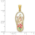Load image into Gallery viewer, 14K Yellow Gold Multi Color Enamel Flower Flip-Flop Charm Pendant
