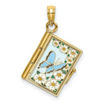 Load image into Gallery viewer, 14K Yellow Gold 3-D With Enamel Ecclesiastes Book With Moveable Pages Charm Pendant
