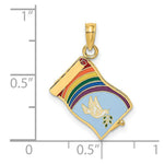 Load image into Gallery viewer, 14K Yellow Gold 3-D JOHN 3:16 BOOK With Moveable Pages &amp; Rainbow Charm Pendant
