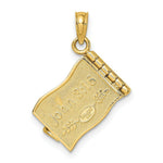 Load image into Gallery viewer, 14K Yellow Gold 3-D JOHN 3:16 BOOK With Moveable Pages &amp; Rainbow Charm Pendant
