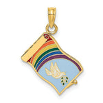 Load image into Gallery viewer, 14K Yellow Gold 3-D JOHN 3:16 BOOK With Moveable Pages &amp; Rainbow Charm Pendant
