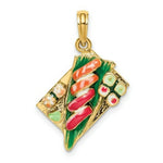 Load image into Gallery viewer, Sushi Nigiri Plate with Handcrafted - Assortment - Enamel Colors - 14K Yellow Gold - 3-D Design
