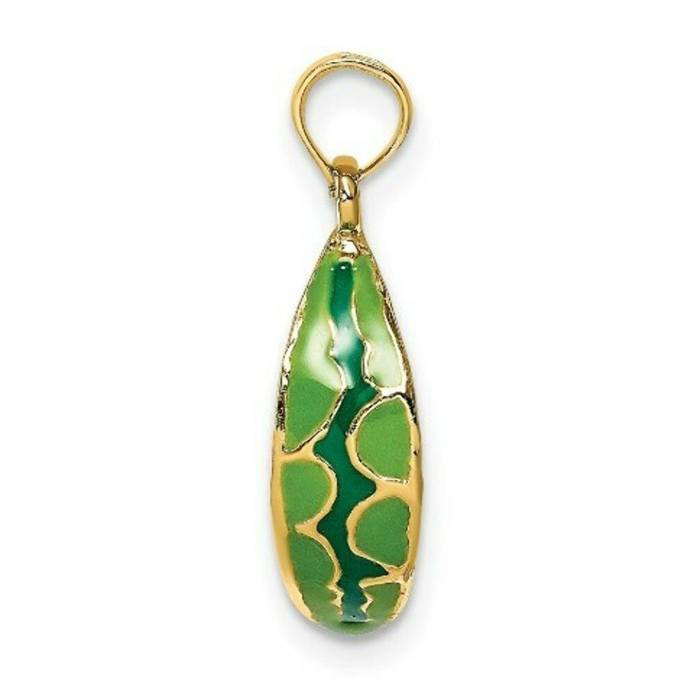 14K Yellow Gold With Enamel 3-D Watermellon Charm Pendant