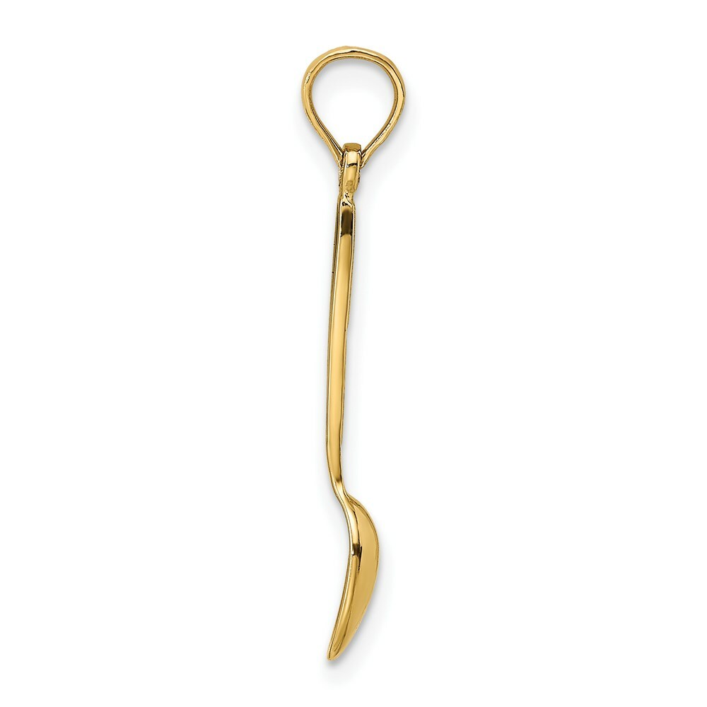14K Yellow Gold 3-D With Black Enamel Table Spoon Charm Pendant