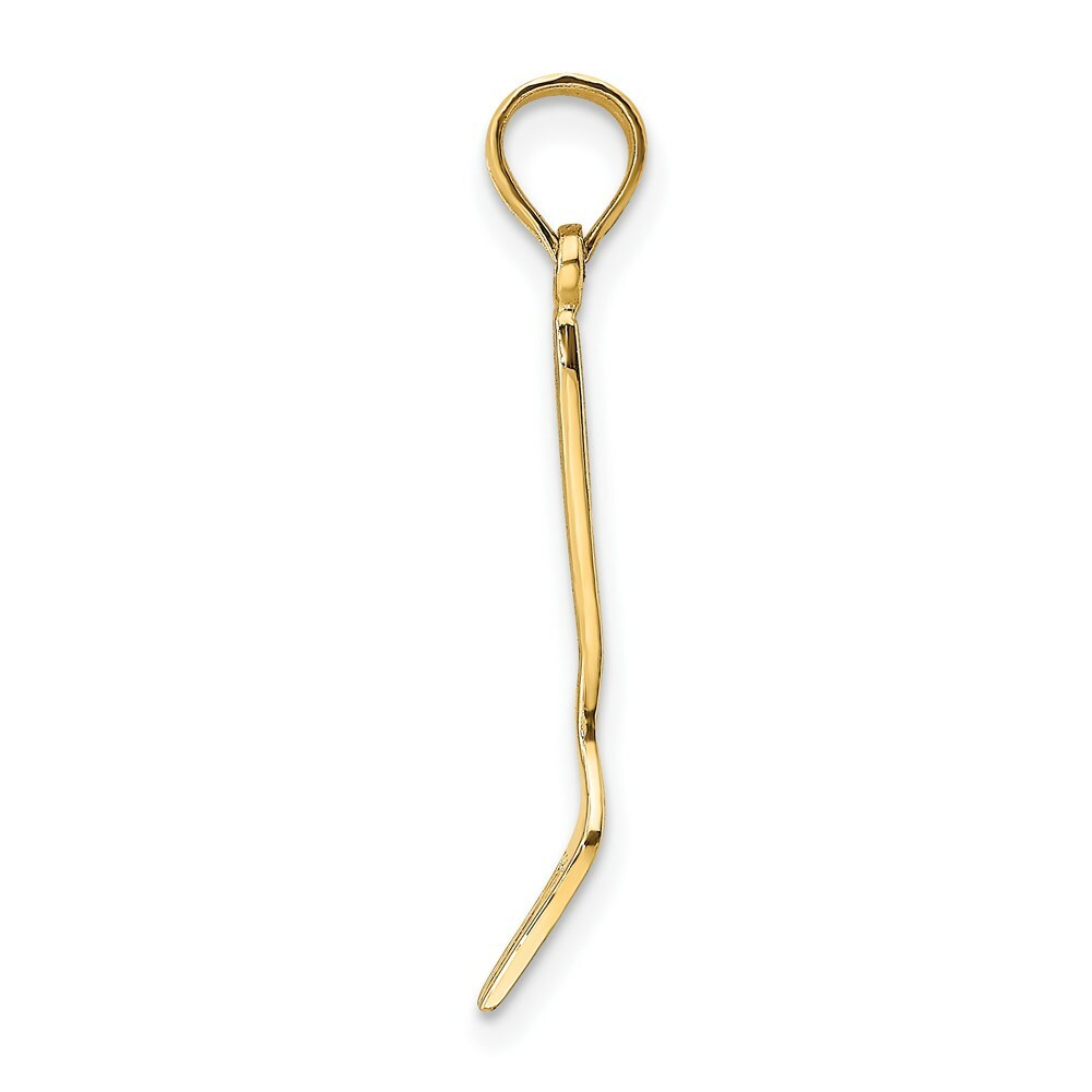 14K Yellow Gold With Black Enamel 3-D Table Fork Charm Pendant