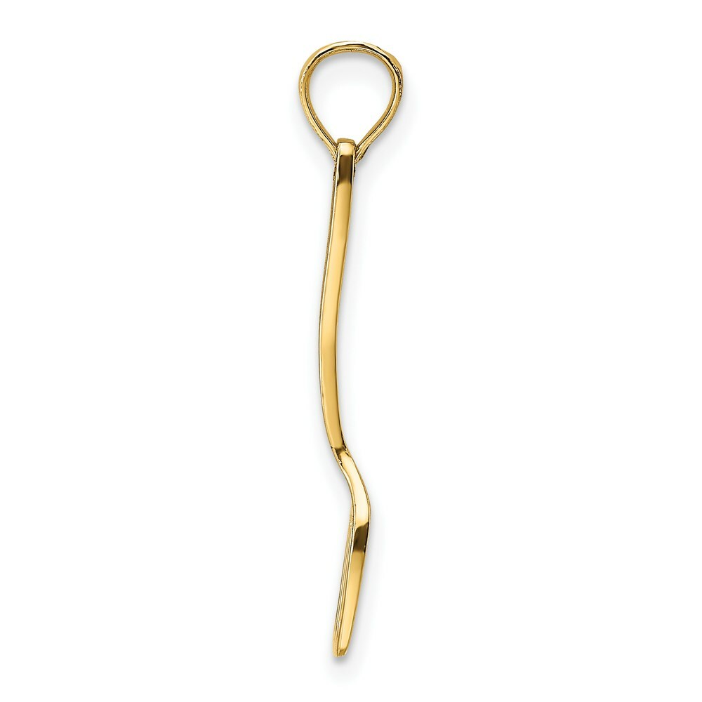 14K Yellow Gold With Black Enamel 3-D Spatula Charm Pendant