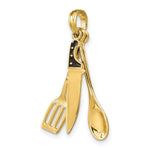Load image into Gallery viewer, 14K Yellow Gold 3-D Enamel Butcher Knife, Spoon &amp; Spatula Moveable Charm Pendant
