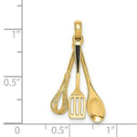 Load image into Gallery viewer, 14K Yellow Gold 3-D Enamel Spatula, Wooden Spoon, Whisk Moveable Charm Pendant

