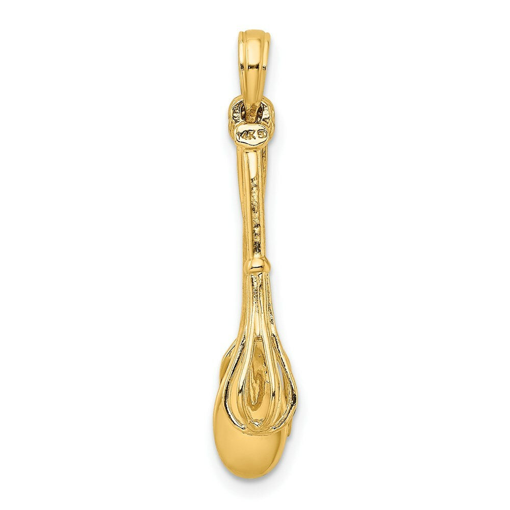 14K Yellow Gold 3-D Enamel Spatula, Wooden Spoon, Whisk Moveable Charm Pendant