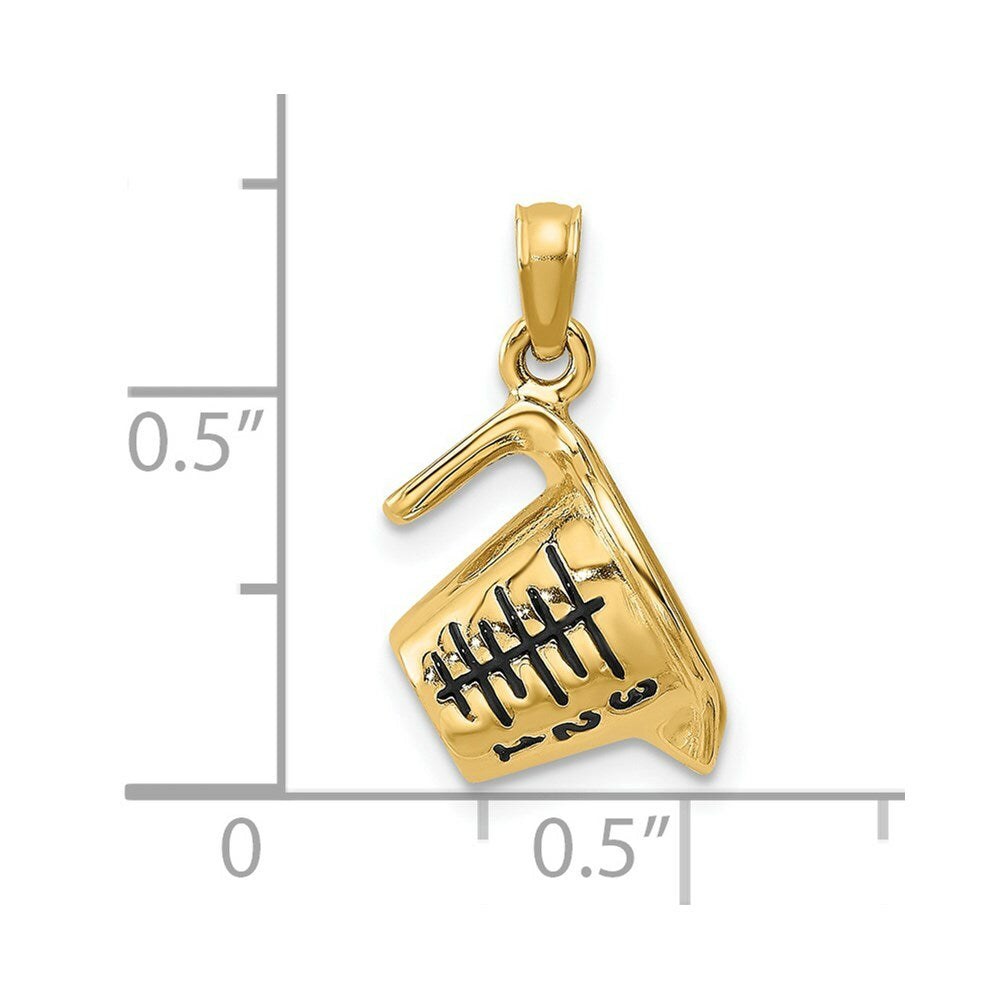 14K Yellow Gold With Enamel 3-D Measuring Cup Charm Pendant