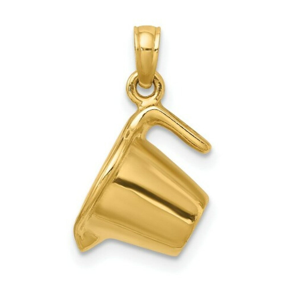 14K Yellow Gold With Enamel 3-D Measuring Cup Charm Pendant