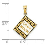 Load image into Gallery viewer, 14K Yellow Gold With Black Enamel 3-D Cook Book Charm Pendant
