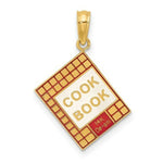 Load image into Gallery viewer, 14K Yellow Gold With Red Enamel 3-D Cook Book Charm Pendant
