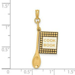 Load image into Gallery viewer, 14K Yellow Gold 3-D Cook Book With Black Enamel &amp; Wooden Spoon Charm Pendant
