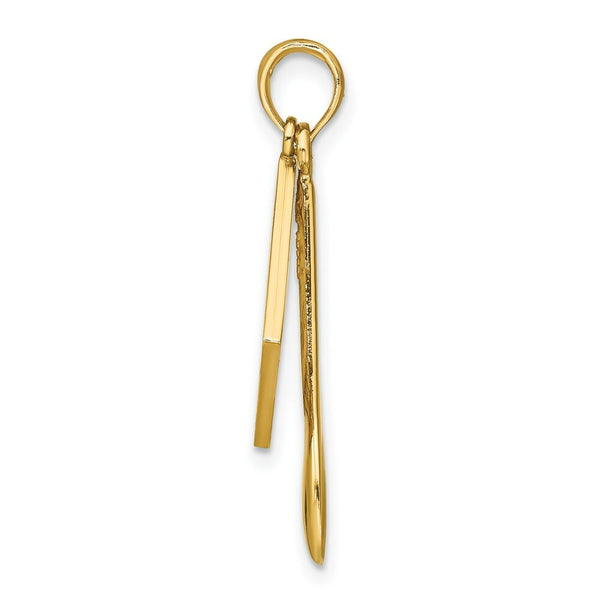 14K Yellow Gold With Enamel 3-D Cook Book & Wood Spoon Charm Pendant
