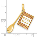 Load image into Gallery viewer, 14K Yellow Gold With Enamel 3-D Cook Book &amp; Wood Spoon Charm Pendant
