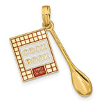 Load image into Gallery viewer, 14K Yellow Gold With Enamel 3-D Cook Book &amp; Wood Spoon Charm Pendant
