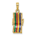 Load image into Gallery viewer, 14K Yellow Gold 3-D Moveable Multi-Color Beach Lounge Chair Charm Pendant

