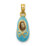 Load image into Gallery viewer, 14K Yellow Gold 3-D With Enamel Baby Shoe With Bow Charm Pendant
