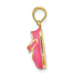Load image into Gallery viewer, 14K Yellow Gold With Pink Enamel 3-D Baby Shoe Charm Pendant
