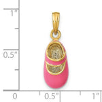 Load image into Gallery viewer, 14K Yellow Gold With Pink Enamel 3-D Baby Shoe Charm Pendant

