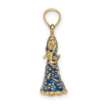 Load image into Gallery viewer, 14K Yellow Gold 3-D Moveable Enamel Blue Floral Dress With Shoe Charm Pendant
