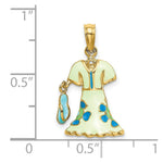 Load image into Gallery viewer, 14K Yellow Gold 3-D Moveable Enamel Mint Floral Dress With Flip-Flop Charm Pendant
