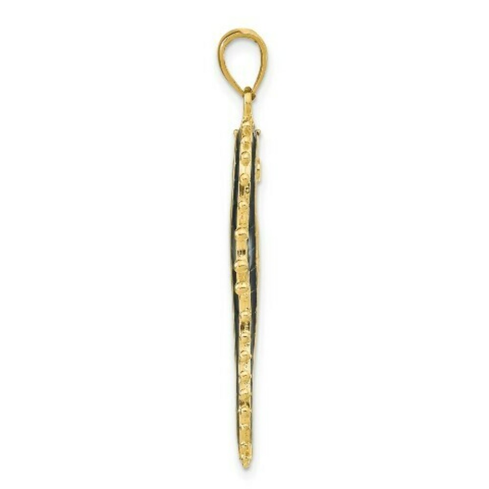 14K Yellow Gold Enameled SeaHorse Pendant