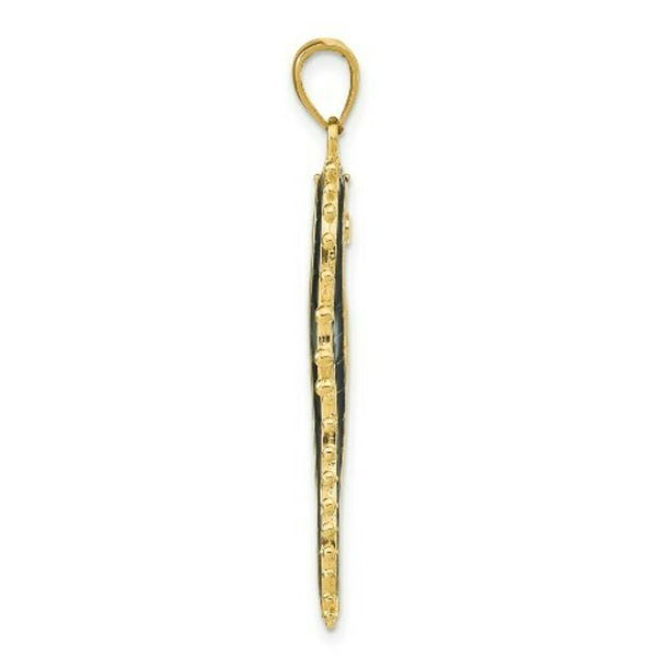 14K Yellow Gold Enameled SeaHorse Pendant