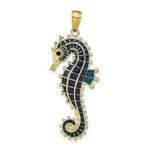 Load image into Gallery viewer, 14K Yellow Gold Enameled SeaHorse Pendant
