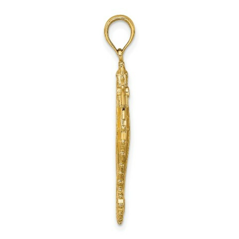 14K Yellow Gold 3-D Enamel SeaHorse Charm Pendant