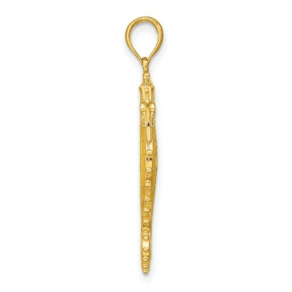 14K Yellow Gold 3-D With Yellow Enamel SeaHorse Charm Pendant