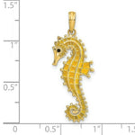 Load image into Gallery viewer, 14K Yellow Gold 3-D With Yellow Enamel SeaHorse Charm Pendant
