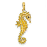 Load image into Gallery viewer, 14K Yellow Gold 3-D With Yellow Enamel SeaHorse Charm Pendant
