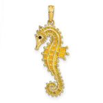 Load image into Gallery viewer, 14K Yellow Gold 3-D With Yellow Enamel SeaHorse Charm Pendant
