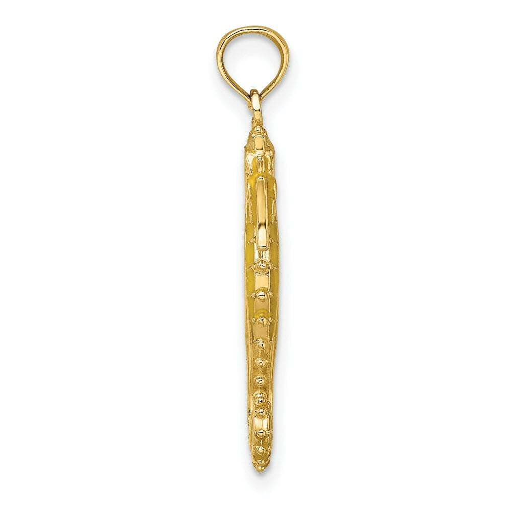 14K Yellow Gold 3-D Enamel SeaHorse Charm Pendant