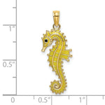 Load image into Gallery viewer, 14K Yellow Gold 3-D Enamel SeaHorse Charm Pendant
