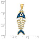 Load image into Gallery viewer, 14K Yellow Gold Blue Enamel Fish Bone Pendant
