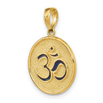 Load image into Gallery viewer, 14K Yellow Gold 3-D Enameled Ohm &amp; Lotcus Flower Reversible Charm Pendant
