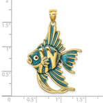 Load image into Gallery viewer, 14K Yellow Gold With Blue Enamel AngelFISH Charm Pendant
