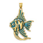 Load image into Gallery viewer, 14K Yellow Gold With Blue Enamel AngelFISH Charm Pendant
