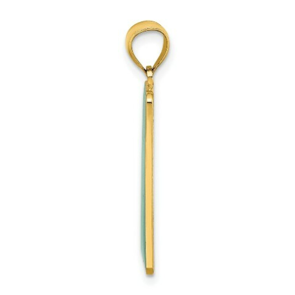 14K Yellow Gold Enamel Mile Marker 0/ Key West Charm Pendant