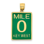 Load image into Gallery viewer, 14K Yellow Gold Enamel Mile Marker 0/ Key West Charm Pendant
