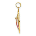 Load image into Gallery viewer, 14K Yellow Gold TURKS &amp; CAICOS Round Frame With Enamel Conch Shell Charm Pendant
