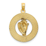 Load image into Gallery viewer, 14K Yellow Gold TURKS &amp; CAICOS Round Frame With Enamel Conch Shell Charm Pendant
