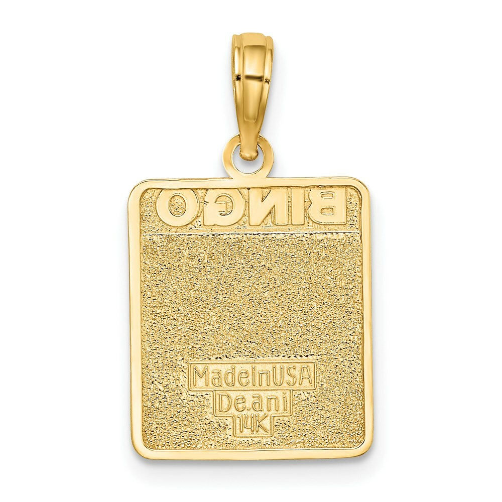 14K Yellow Gold With Enamel Bingo Card Charm Pendant
